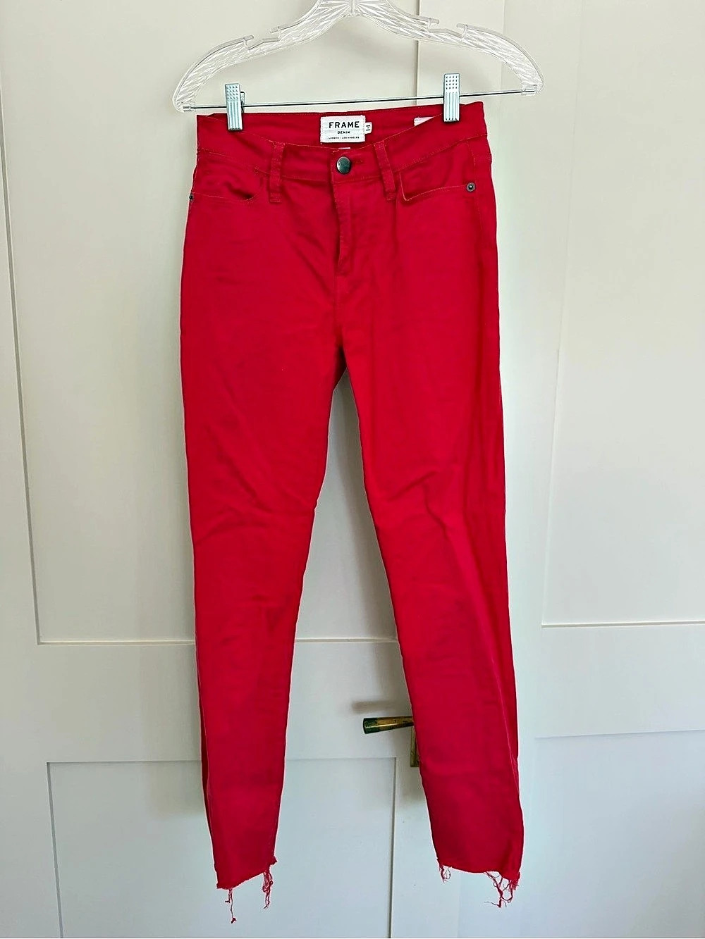 FRAME Le High Skinny Jeans in Red Waist 25